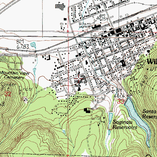 Topographic Map of Williams High School, AZ