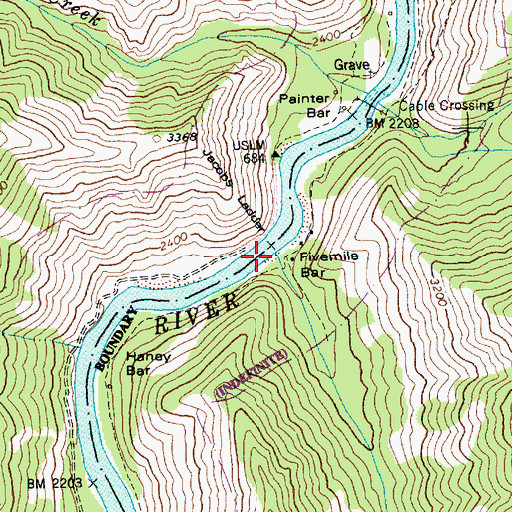 Topographic Map of Fivemile Creek, ID