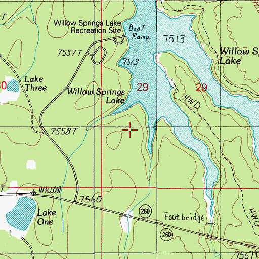 Topographic Map of Willow Springs Dam, AZ