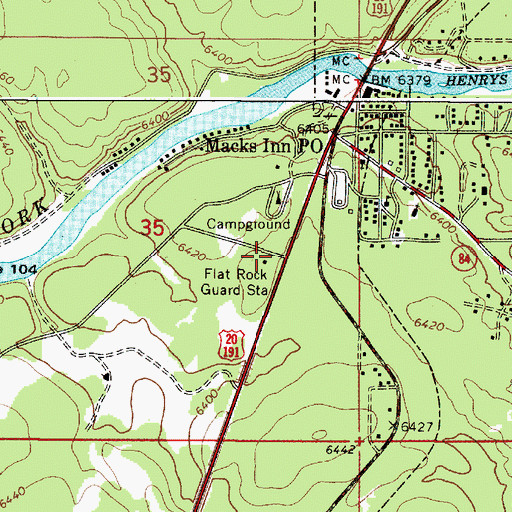 Topographic Map of Flat Rock Guard Station, ID