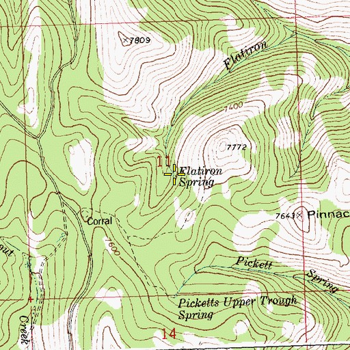 Topographic Map of Flatiron Spring, ID