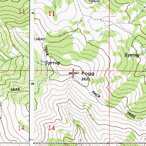 Topographic Map of Fogg Hill, ID