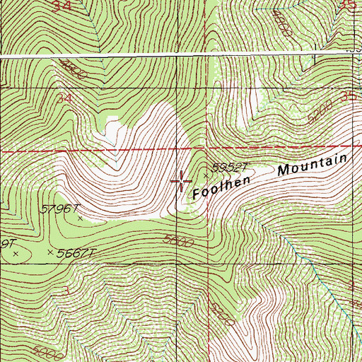 Topographic Map of Foolhen Mountain, ID