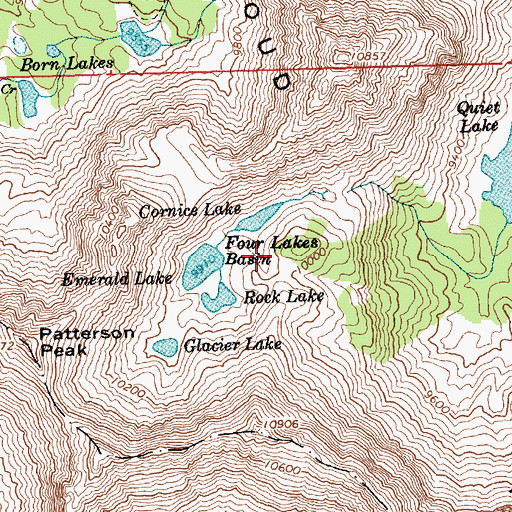Topographic Map of Four Lakes Basin, ID