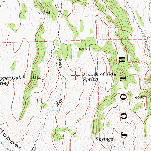 Topographic Map of Fourth of July Spring, ID