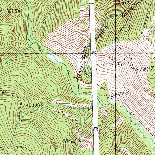 Topographic Map of French Gulch, ID