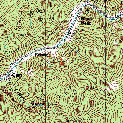 Topographic Map of Frisco Mine, ID