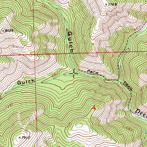 Topographic Map of Frys Gulch, ID