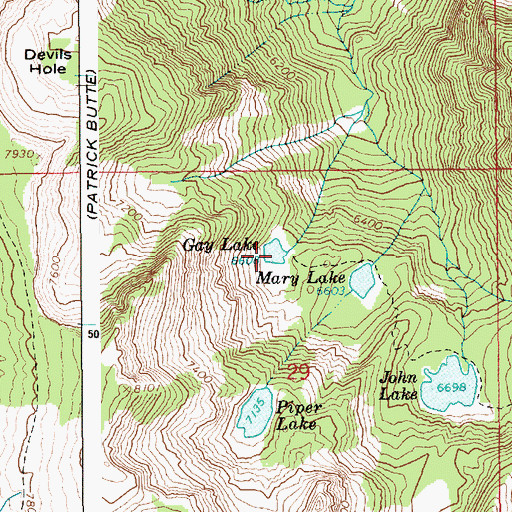 Topographic Map of Gay Lake, ID