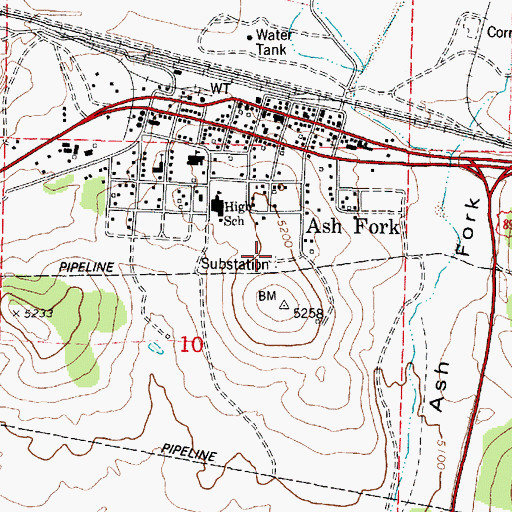Topographic Map of Ash Fork Substation, AZ