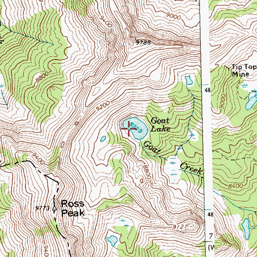 Topographic Map of Goat Lake, ID