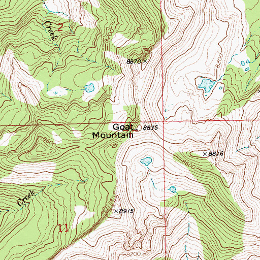 Topographic Map of Goat Mountain, ID