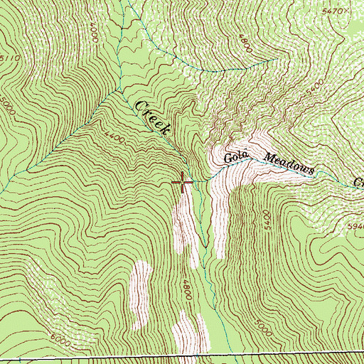 Topographic Map of Gold Meadows Creek, ID