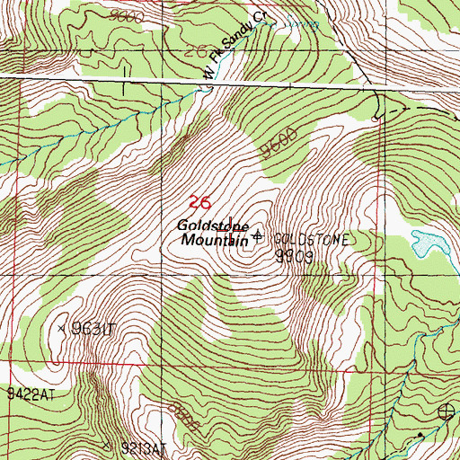 Topographic Map of Goldstone Mountain, ID