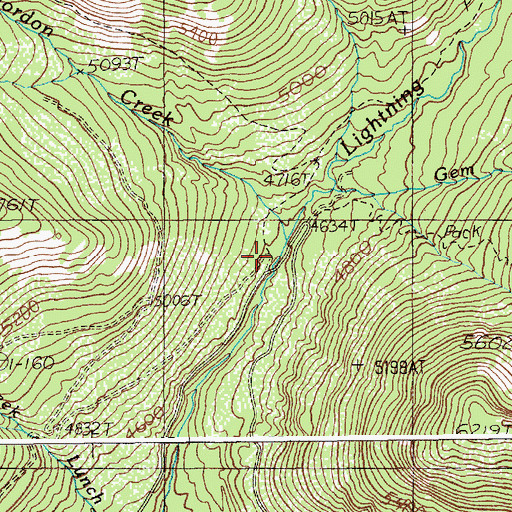 Topographic Map of Gordon Creek, ID