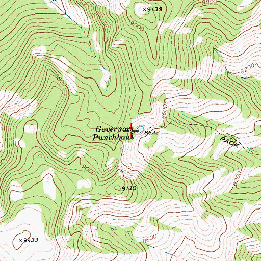 Topographic Map of Governors Punchbowl, ID