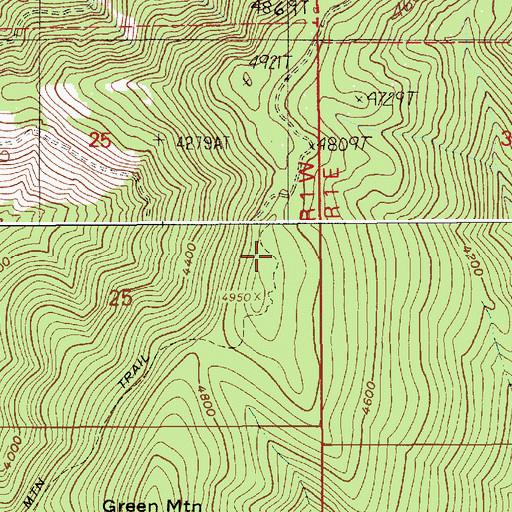 Topographic Map of Green Mountain Trail, ID