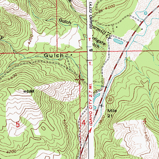 Topographic Map of Gregory Gulch, ID