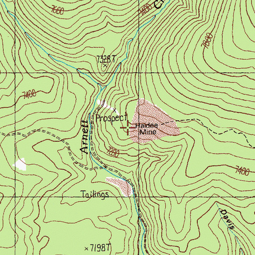 Topographic Map of Haidee Mine, ID