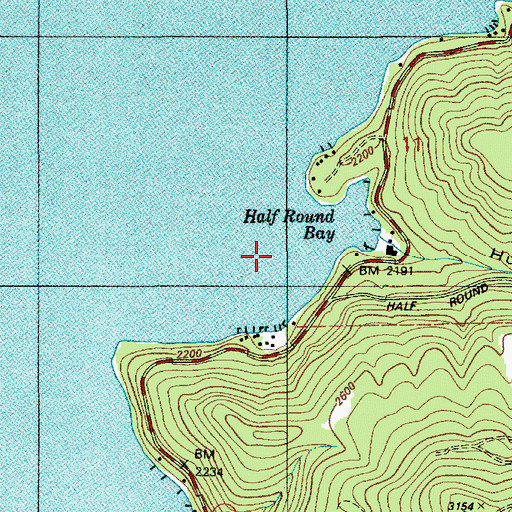 Topographic Map of Half Round Bay, ID