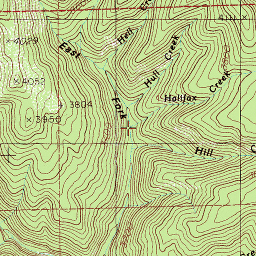 Topographic Map of Halifax Creek, ID