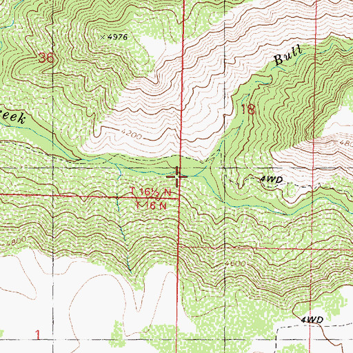 Topographic Map of Bull Creek, AZ