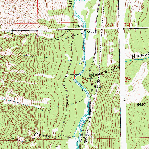 Topographic Map of Hanson Creek, ID