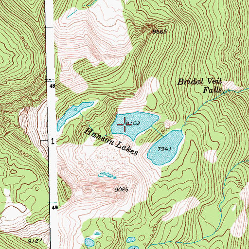Topographic Map of Hanson Lakes, ID