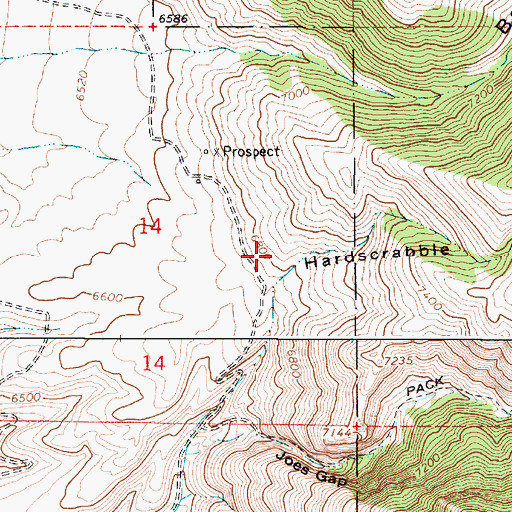 Topographic Map of Hardscrabble Canyon, ID