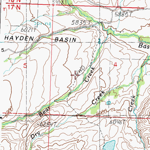 Topographic Map of Hayden Basin, ID