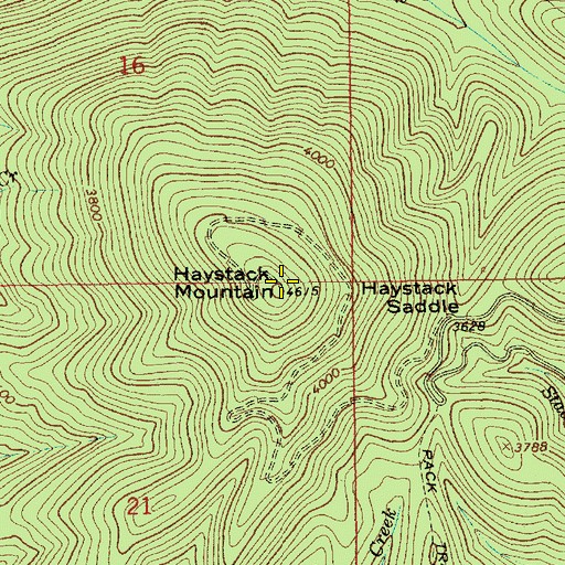 Topographic Map of Haystack Mountain, ID