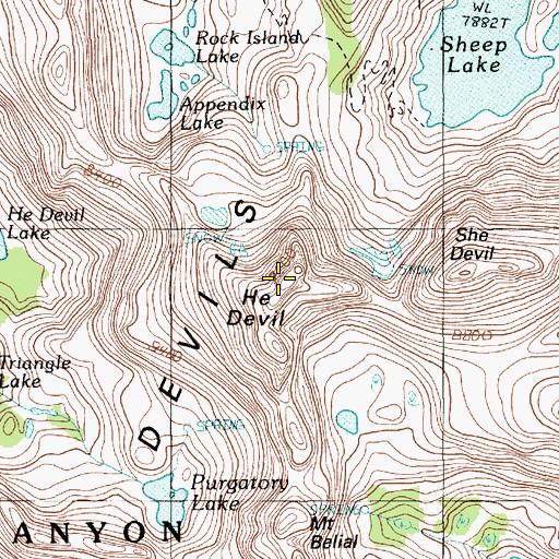 Topographic Map of He Devil, ID