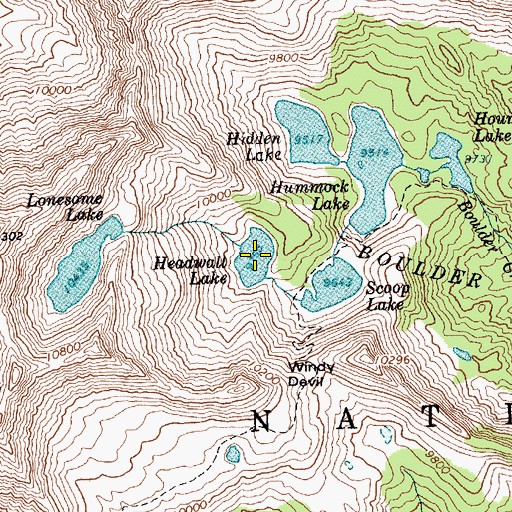 Topographic Map of Headwall Lake, ID