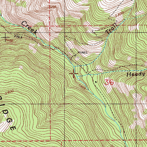 Topographic Map of Heady Creek, ID