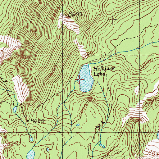 Topographic Map of Helldiver Lake, ID