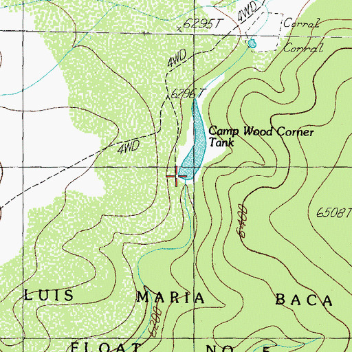 Topographic Map of Camp Wood Corner Dam, AZ
