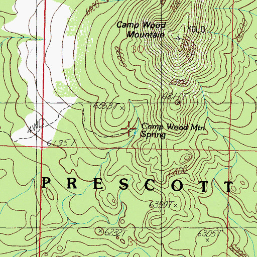 Topographic Map of Camp Wood Mountain Spring, AZ
