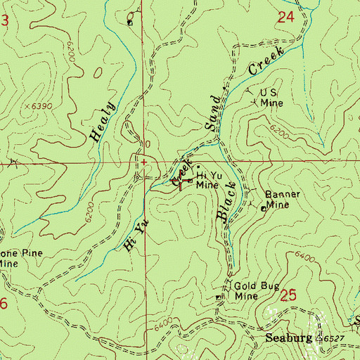 Topographic Map of Hi Yu Mine, ID