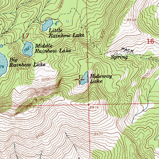 Topographic Map of Hideway Lake, ID