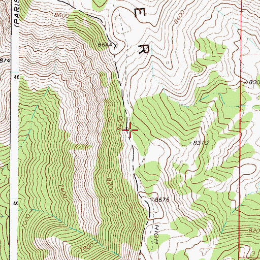 Topographic Map of High Line Trail, ID