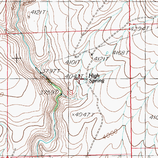 Topographic Map of High Spring, ID