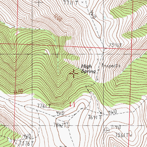 Topographic Map of High Spring, ID