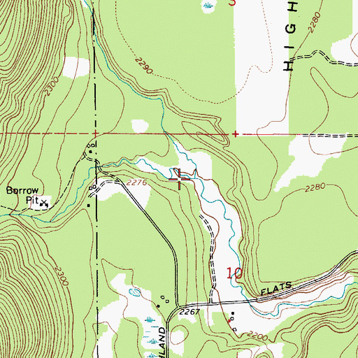 Topographic Map of Highland Creek, ID