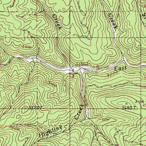 Topographic Map of Highline Creek, ID