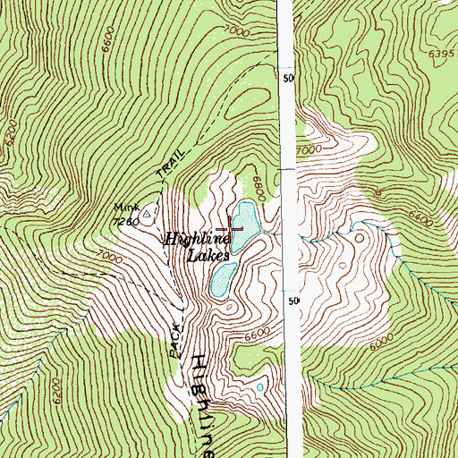 Topographic Map of Highline Lakes, ID