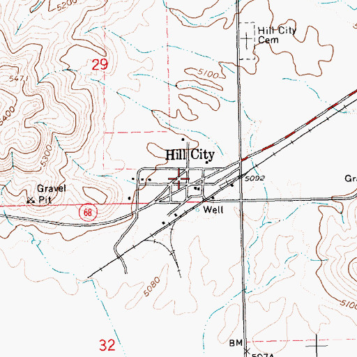 Topographic Map of Hill City, ID
