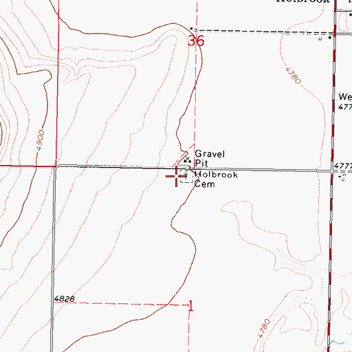 Topographic Map of Holbrook Cemetery, ID