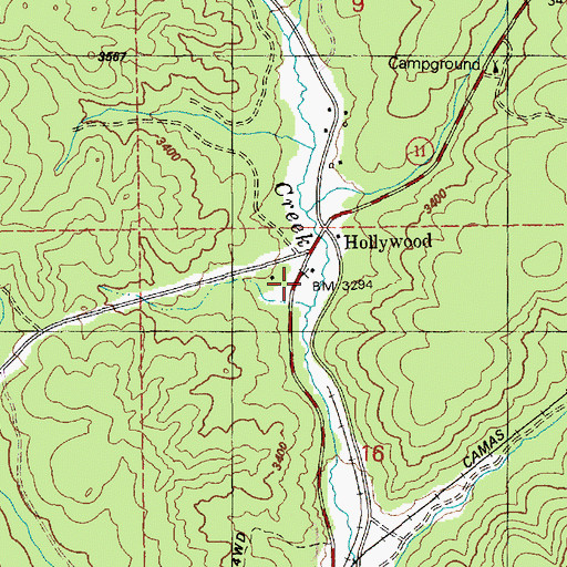 Topographic Map of Hollywood, ID