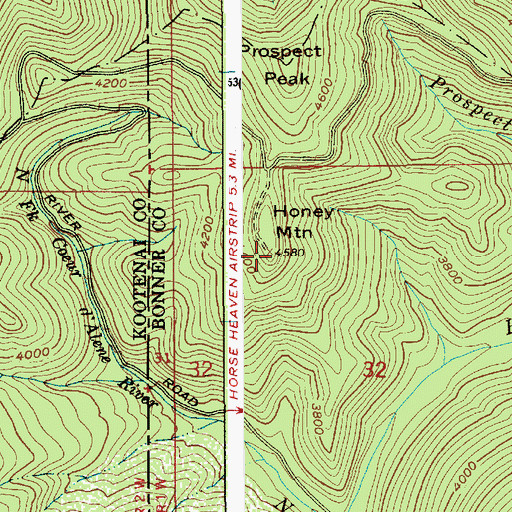Topographic Map of Honey Mountain, ID