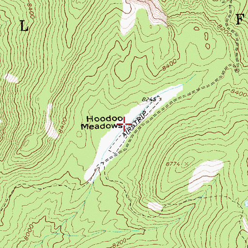 Topographic Map of Hoodoo Meadows, ID